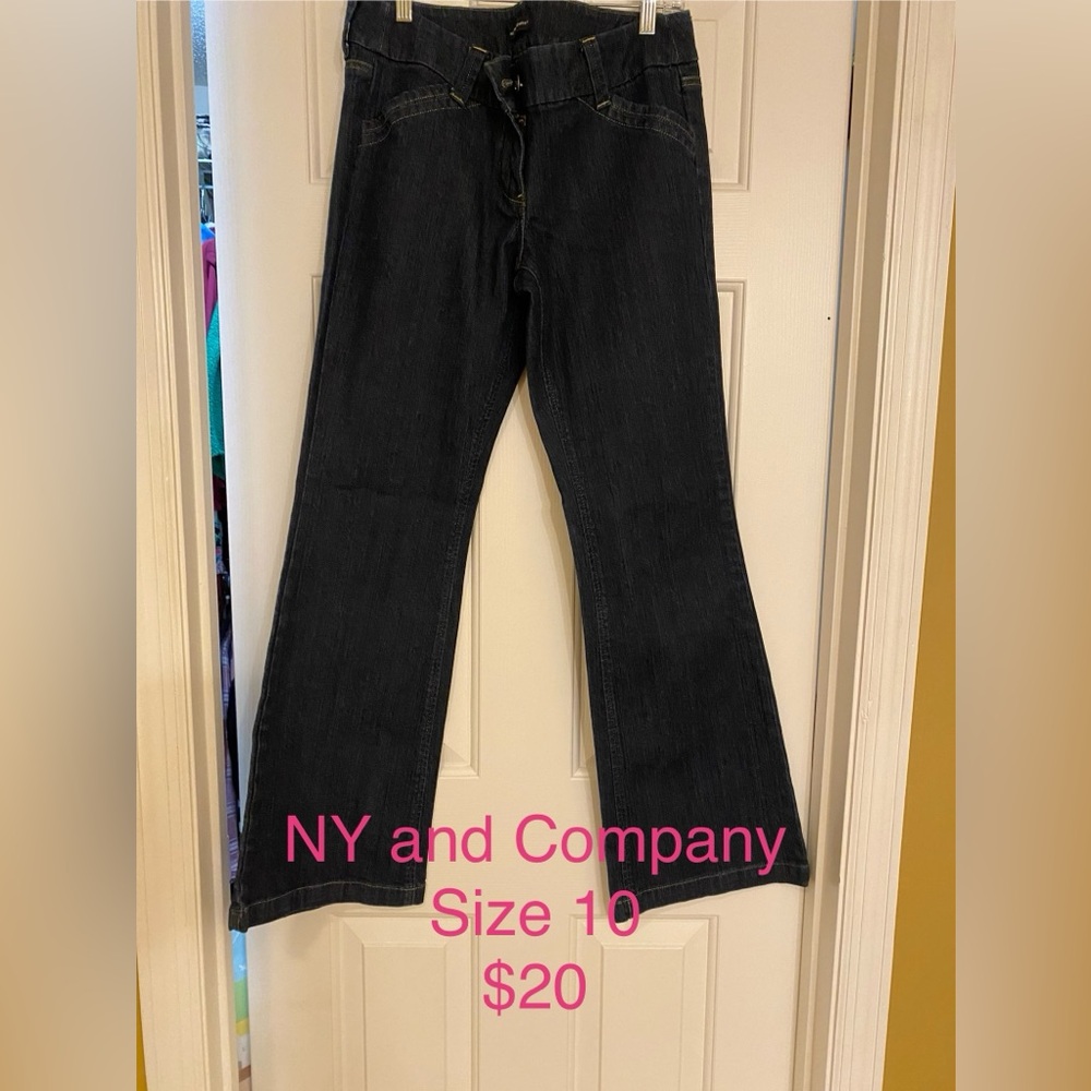 New York & Company Dark Blue Flare Jeans